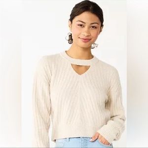 SO Oatmeal/Beige Cut Out Crop Sweater Size Women’s Medium. Like new condition